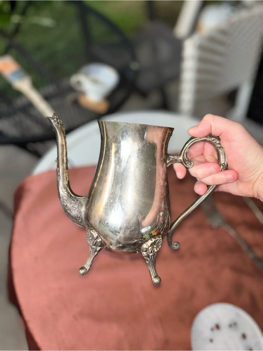 Vintage Silver-Tone Decorative Teapot - Elegant Home Dining Accent